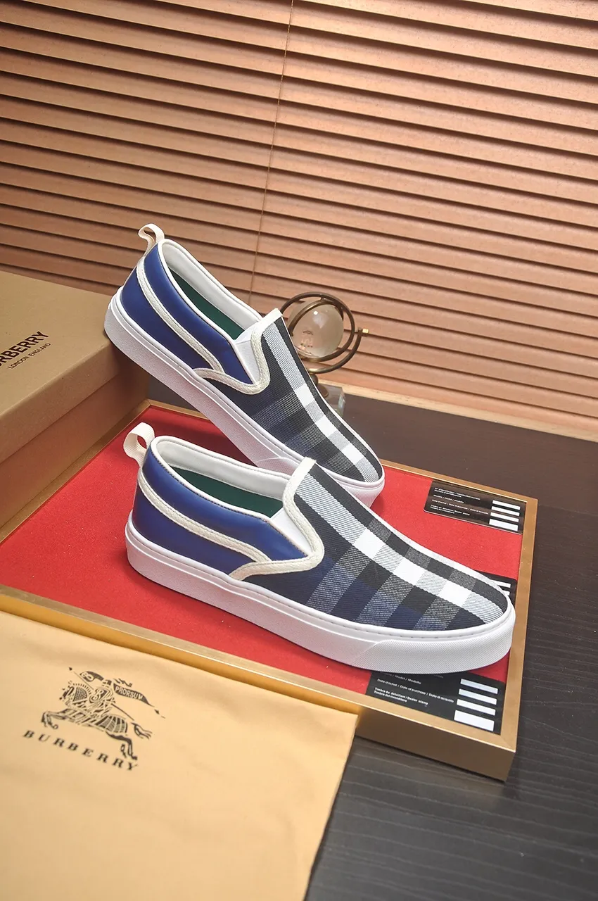 Men's shoes 💰400💶【Burberry】Classic low-top sneakers｜Imported cowhide with classic plaid fabric｜Sheepskin lining｜Original outsole｜Fine workmanship and comfortable to wear Size: 38-44 (customized at 45)